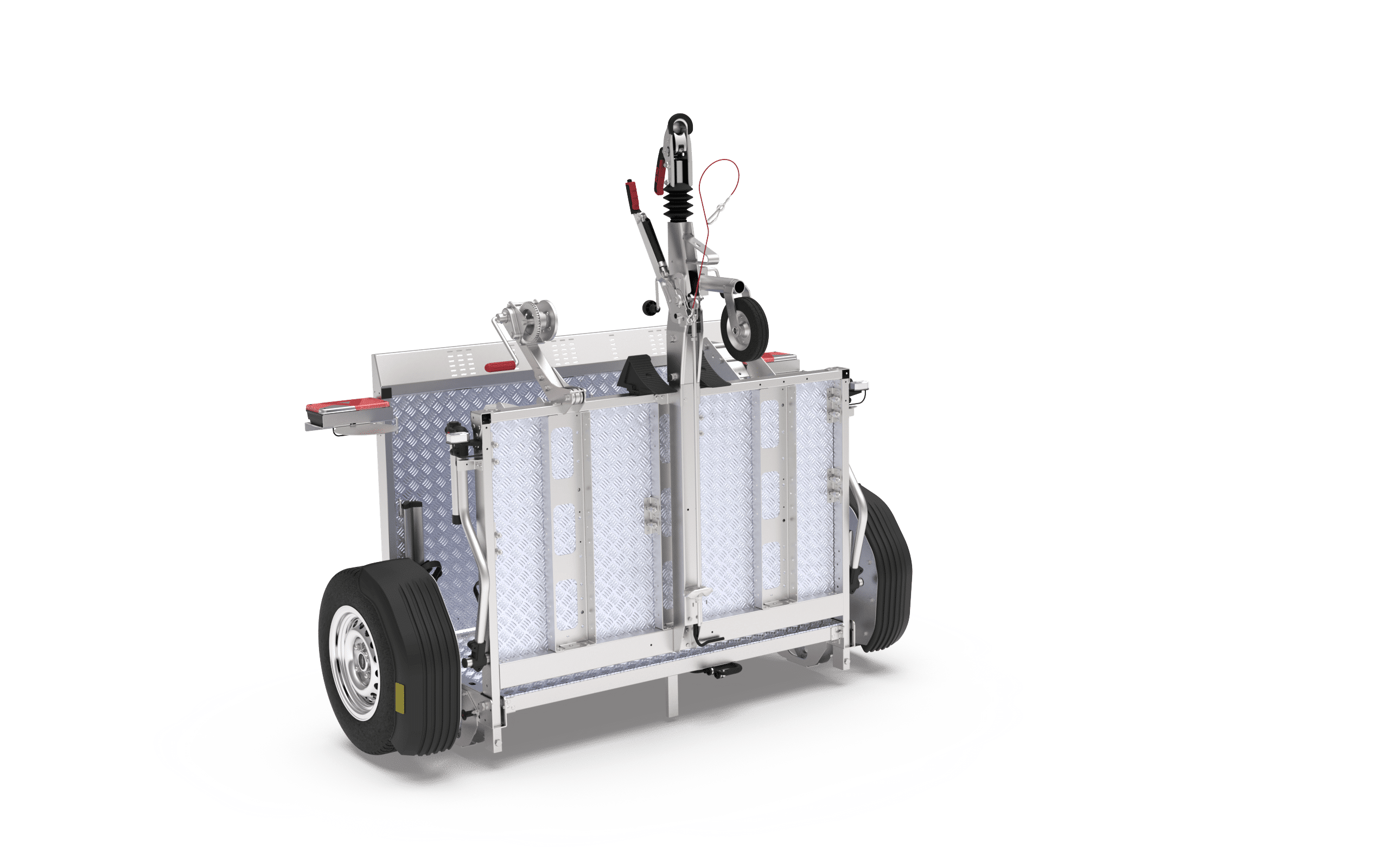 TREILER 1000 afzinkbare en opvouwbare geremde motoraanhangwagen - ingeklapt