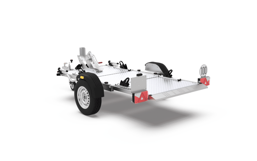 TREILER 500 afzinkbare en opvouwbare motoraanhangwagen - achteraanzicht
