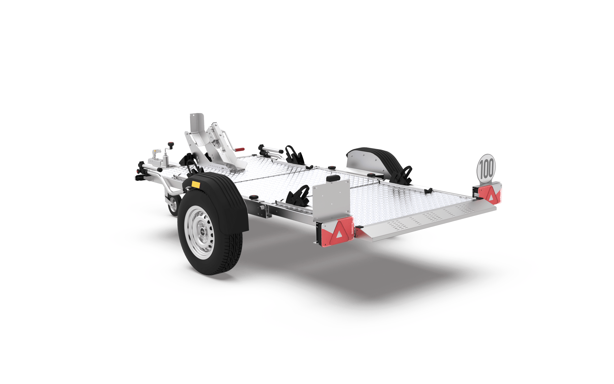 TREILER 500 afzinkbare en opvouwbare motoraanhangwagen - achteraanzicht